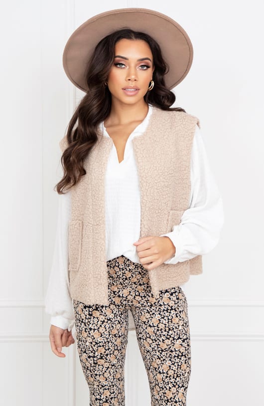 Teddy Gilet Tara Light Camel – shoparchief
