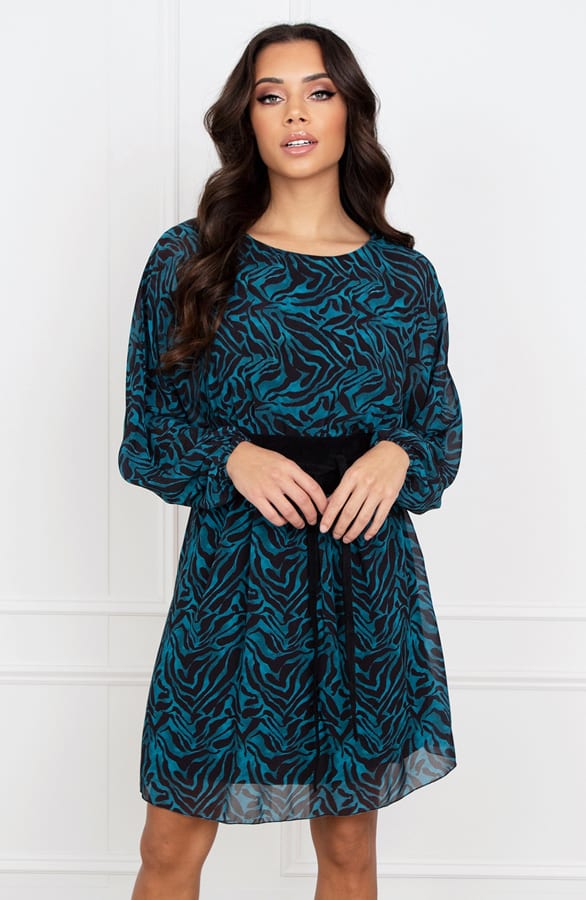 Trendy Print Jurk Elena Petrol – shoparchief