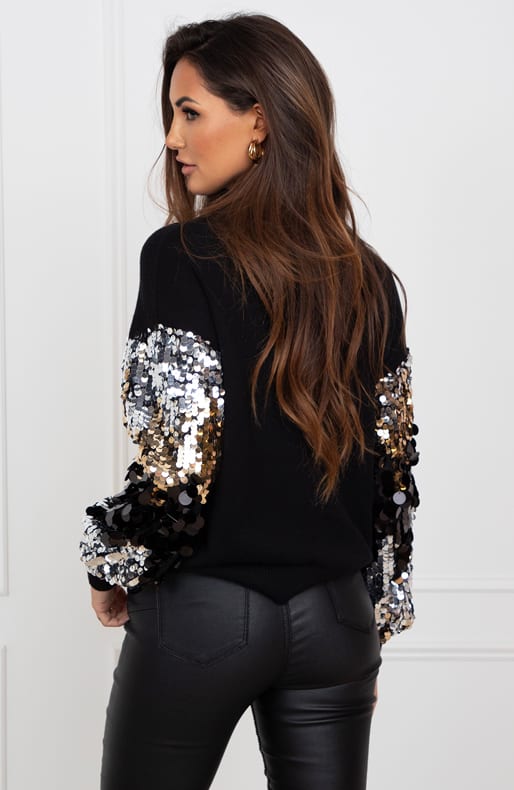 Trui Pailletmouwen Jaida Zwart – shoparchief — foto 4
