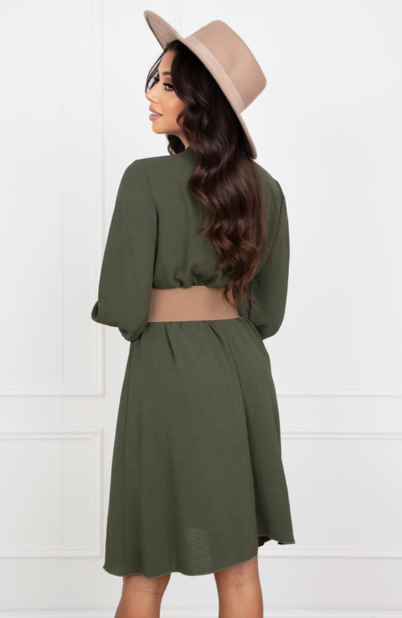 V-hals Jurk Rebecca Army – shoparchief — foto 4