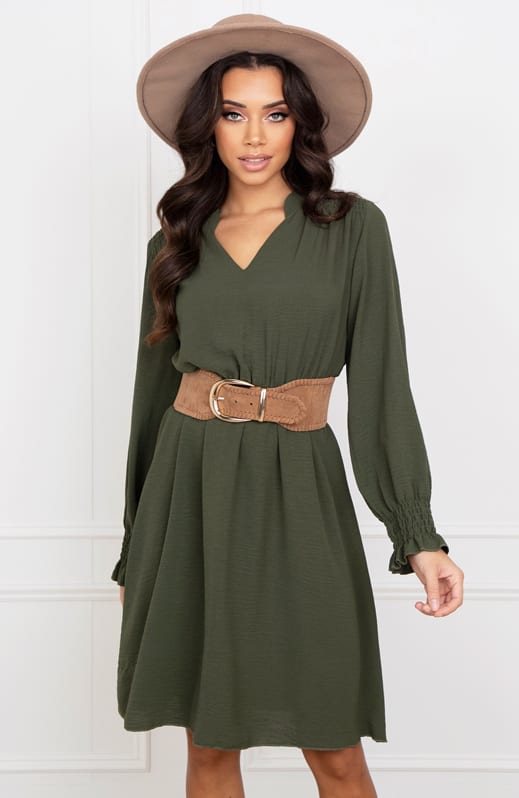 V-hals Jurk Rebecca Army – shoparchief — foto 2