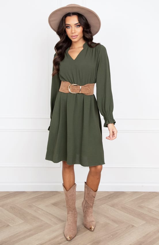 V-hals Jurk Rebecca Army – shoparchief — foto 5