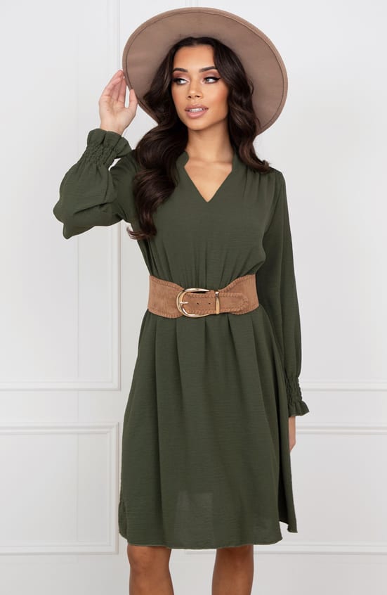 V-hals Jurk Rebecca Army – shoparchief — foto 3