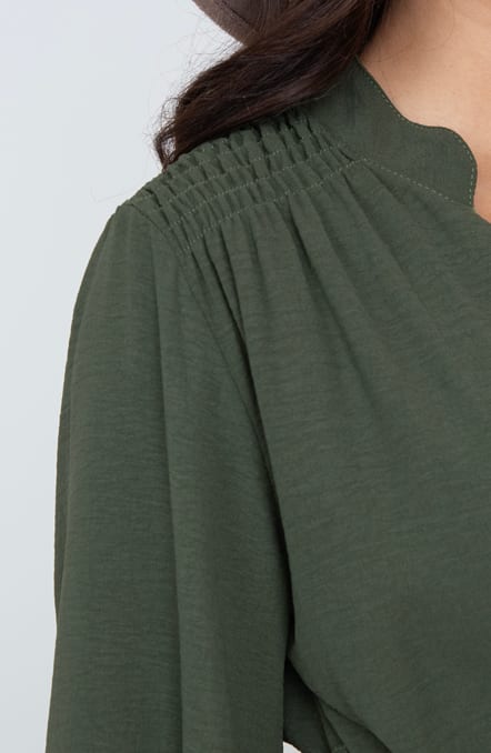 V-hals Jurk Rebecca Army – shoparchief — foto 6