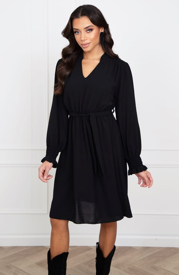V-hals Jurk Rebecca Zwart – shoparchief — foto 2