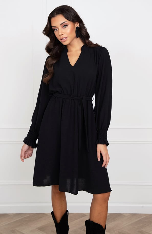 V-hals Jurk Rebecca Zwart – shoparchief — foto 3