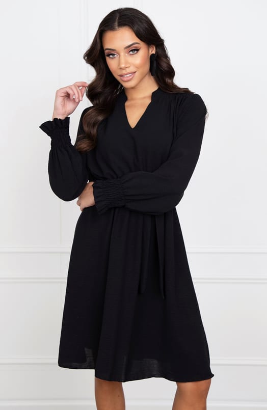 V-hals Jurk Rebecca Zwart – shoparchief