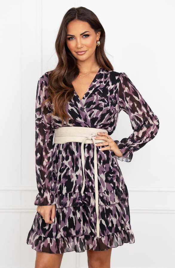 Leopard V-hals Dress Kenza Mauve – shoparchief — foto 2