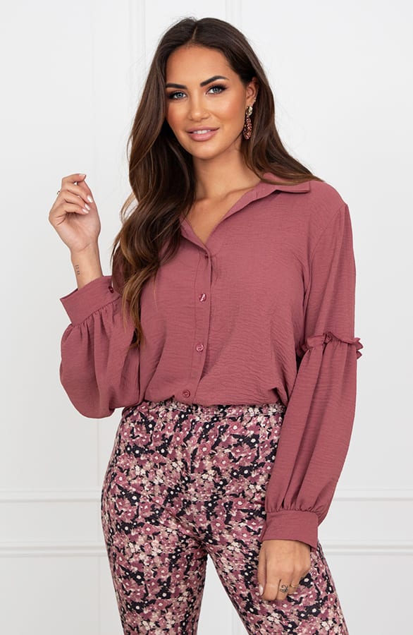 Ruffle Mouwen Blouse Dee Dust Roze – shoparchief — foto 2