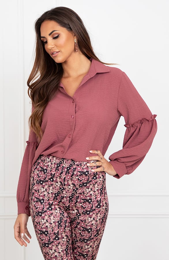 Ruffle Mouwen Blouse Dee Dust Roze – shoparchief — foto 5