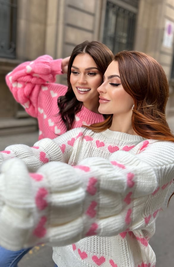 Hartjes Print Sweater Belle Wit Roze – shoparchief — foto 4