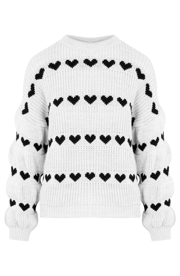 Hartjes Print Sweater Belle Wit – shoparchief