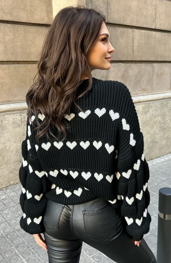 Hartjes Print Sweater Belle Zwart – shoparchief — foto 4