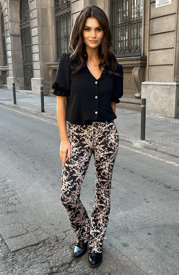 Janine Flared Broek Leaf Zwart – shoparchief — foto 7