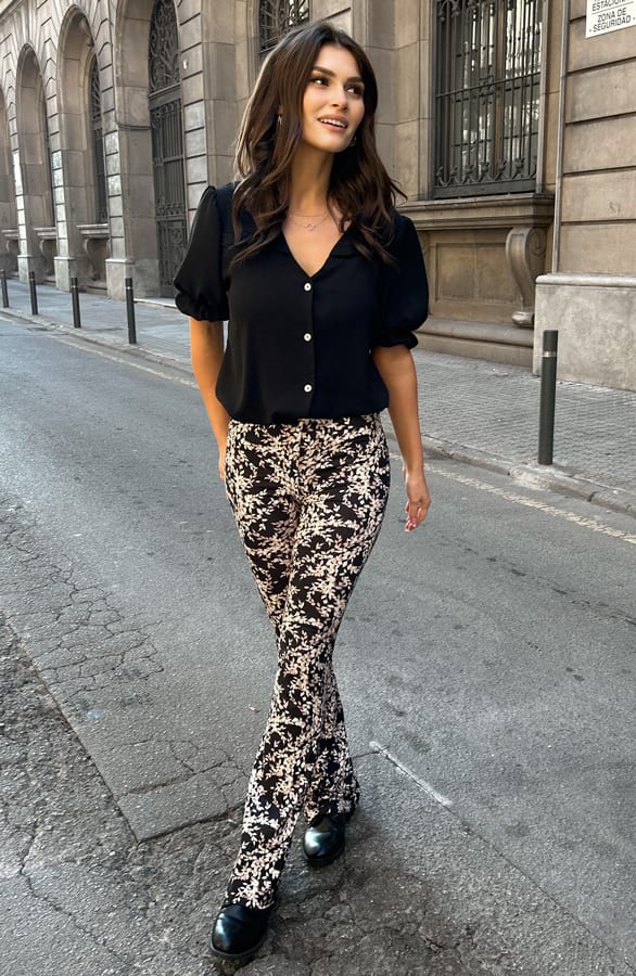 Janine Flared Broek Leaf Zwart – shoparchief — foto 8