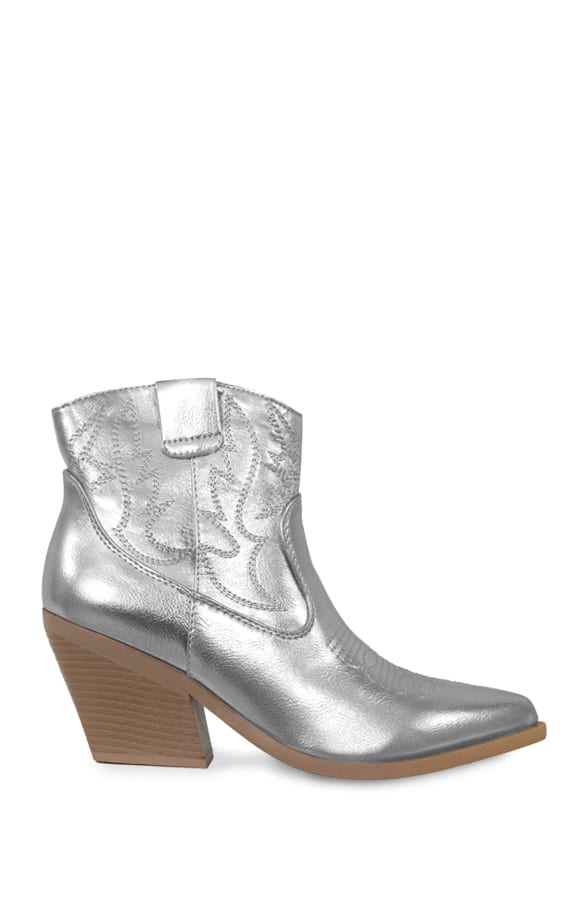 Metallic Cowboylaarzen Yasmin Zilver – shoparchief
