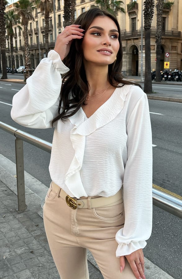 Ruffle Blouse Rumi Ecru – shoparchief — foto 9