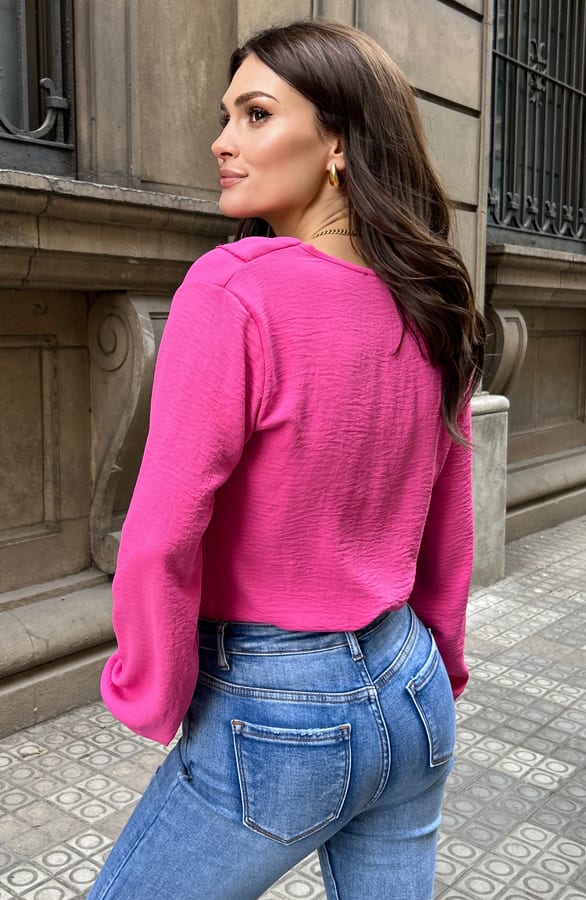 Ruffle Blouse Rumi Fuchsia – shoparchief — foto 2