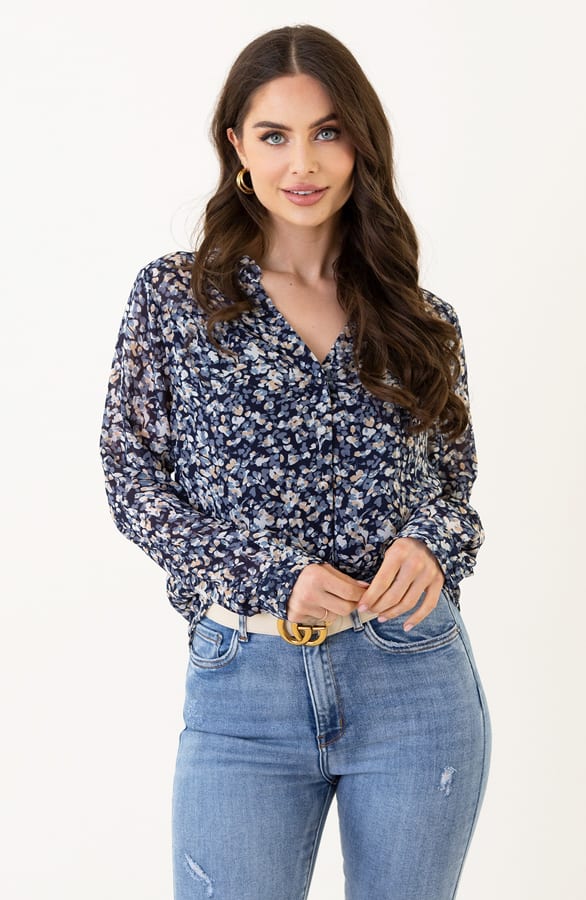 Bloemenprint Blouse Aimee Marine – shoparchief