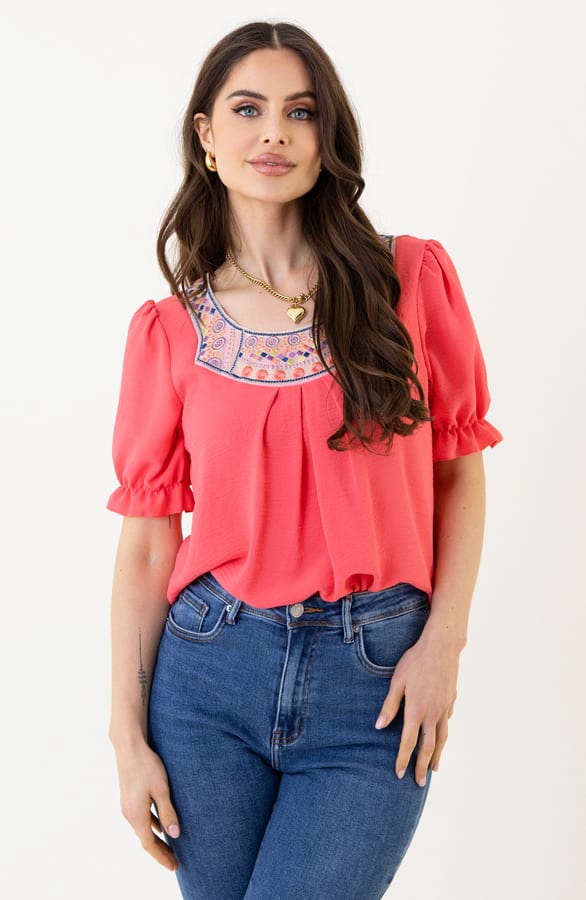Blouse Met Detail Sophia Koraal – shoparchief — foto 4
