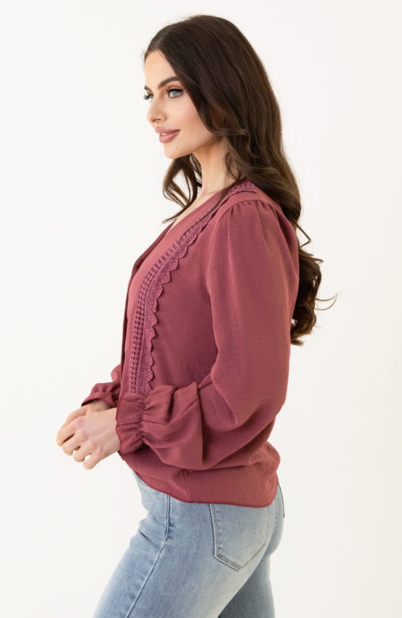 Blouse Met Kanten Details Venice Donker Roze – shoparchief — foto 5
