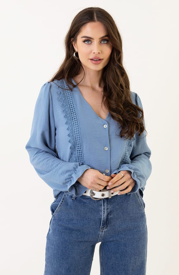 Blouse Met Kanten Details Venice Jeans Blauw – shoparchief