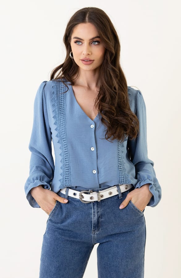 Blouse Met Kanten Details Venice Jeans Blauw – shoparchief — foto 3