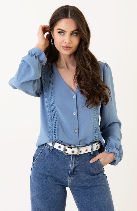 Blouse Met Kanten Details Venice Jeans Blauw – shoparchief — foto 2