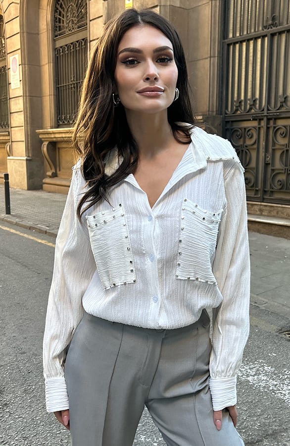 Blouse Met Studs Noëlla Ecru – shoparchief — foto 6