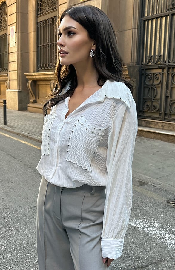 Blouse Met Studs Noëlla Ecru – shoparchief — foto 8