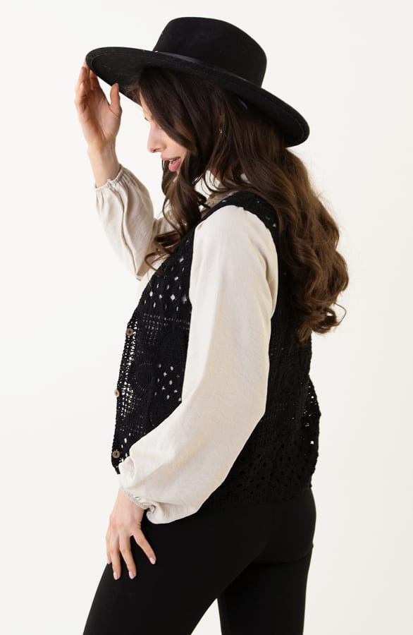 Bohemian Gehaakt Detailed Gilet Lina Zwart – shoparchief — foto 2