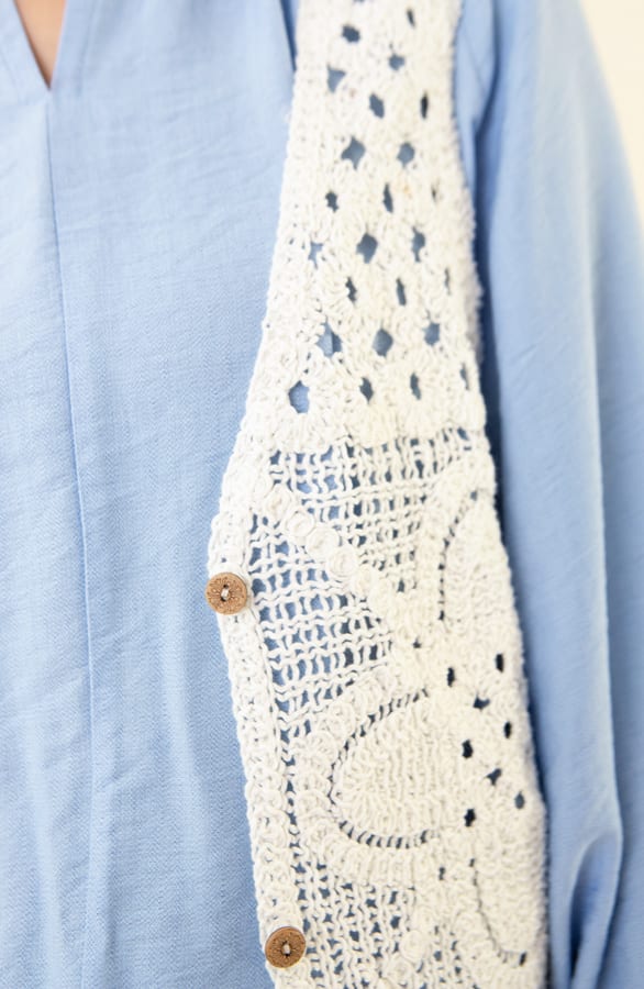 Bohemian Gehaakt Detailed Gilet Lina Wit – shoparchief — foto 6