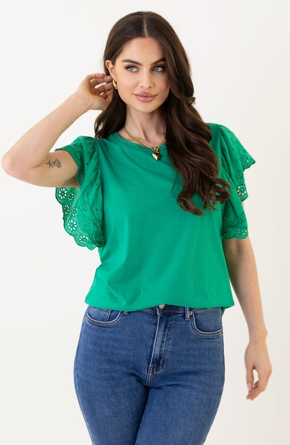 Broderie Detailed Top Leya Bright Green – shoparchief — foto 6