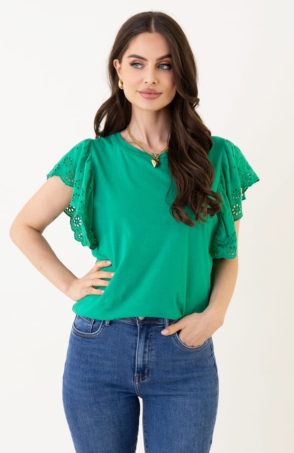 Broderie Detailed Top Leya Bright Green – shoparchief — foto 5