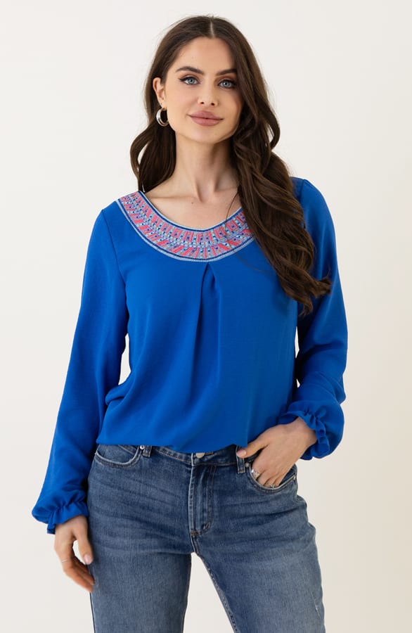 Detail Blouse Kralen Celia Kobalt – shoparchief