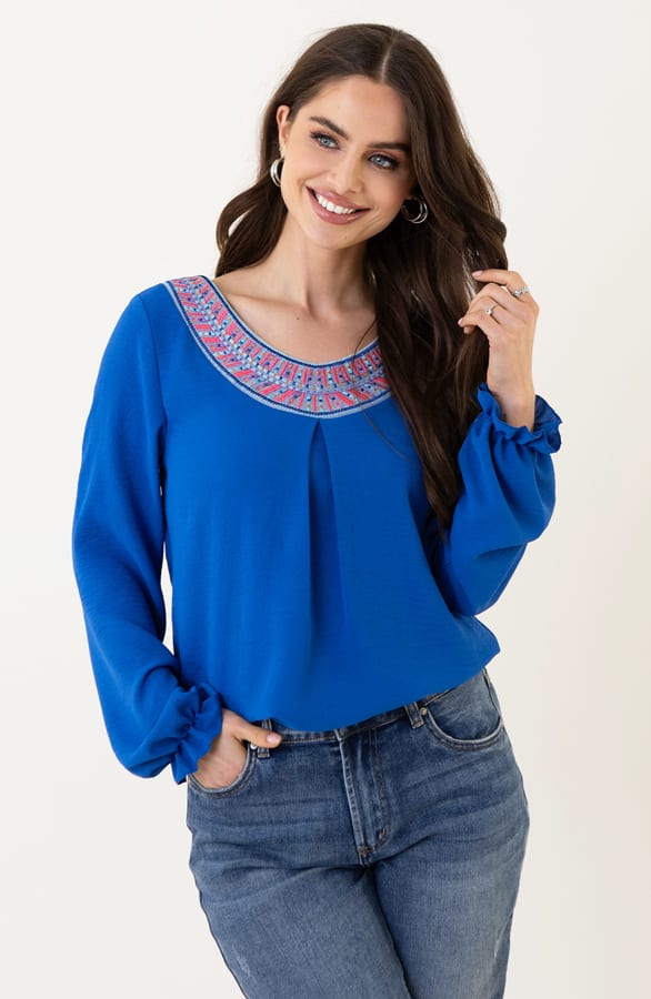 Detail Blouse Kralen Celia Kobalt – shoparchief — foto 2