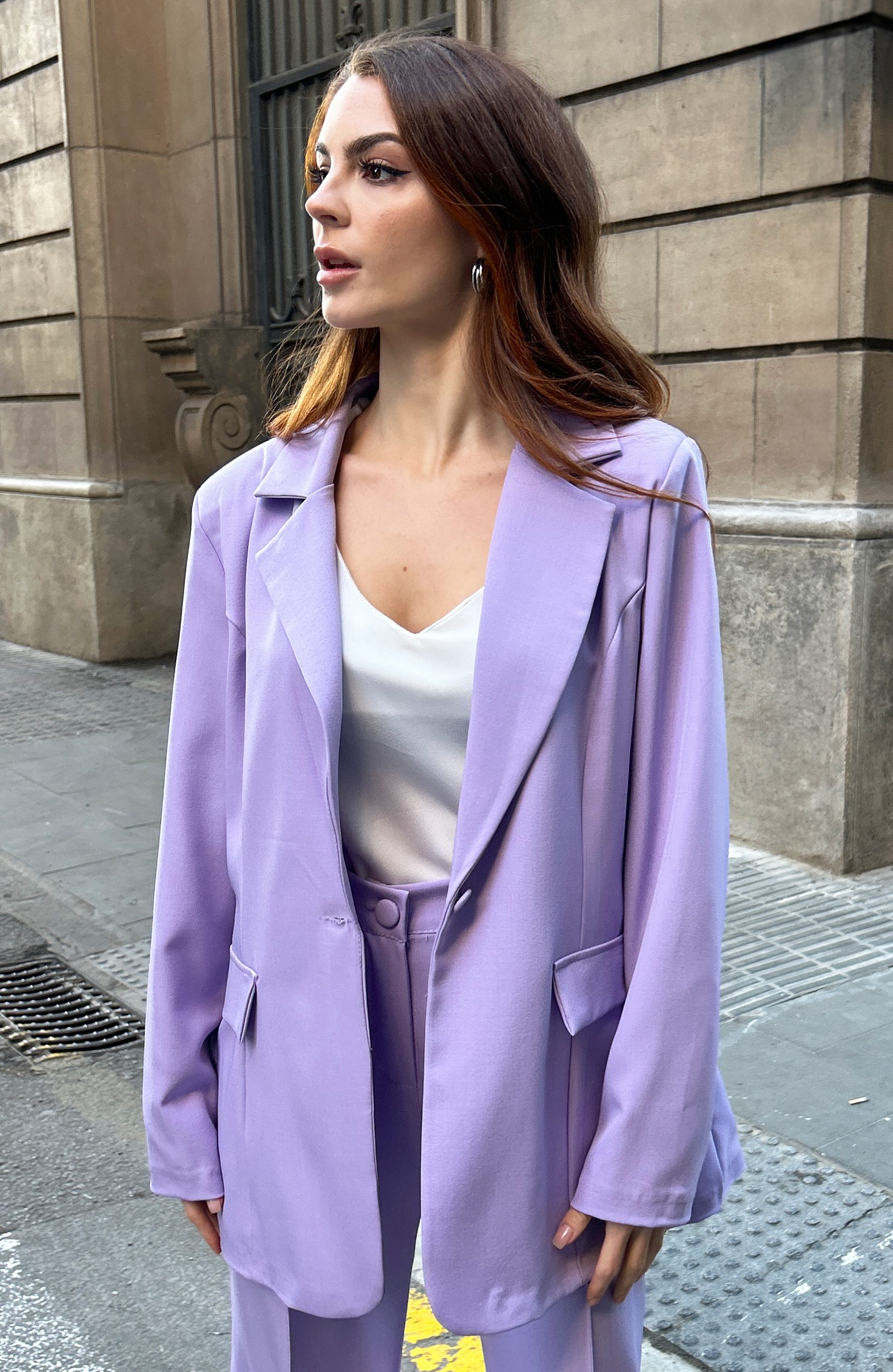 Detailed Oversized Blazer Isabella Lila – shoparchief
