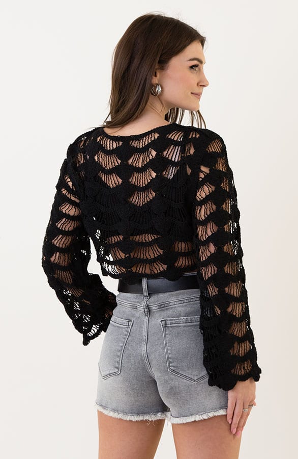 Gehaakte Cropped Trui Millie Zwart – shoparchief — foto 3