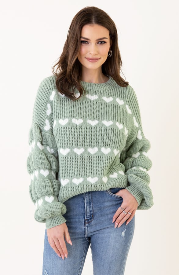 Hartjes Print Sweater Belle Mint – shoparchief