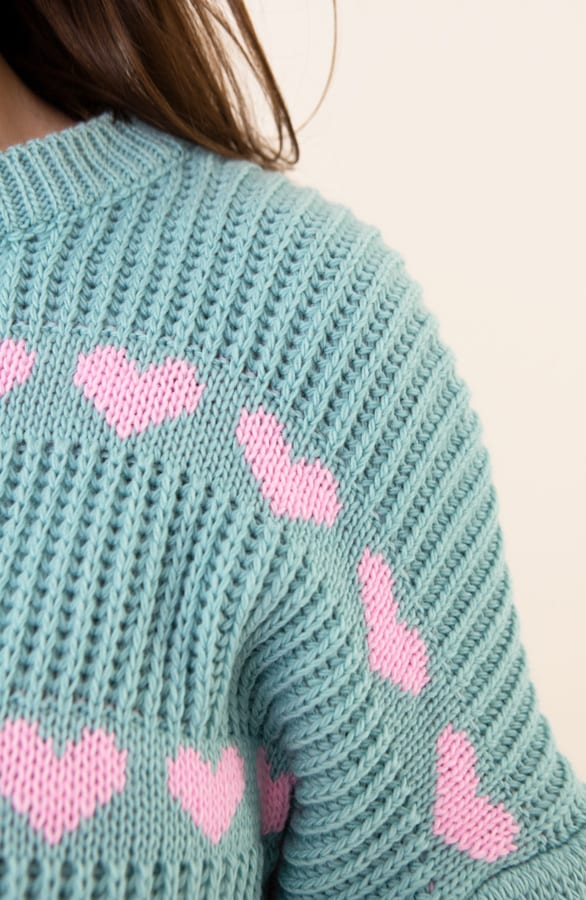 Hartjes Print Sweater Belle Mint Roze – shoparchief — foto 4