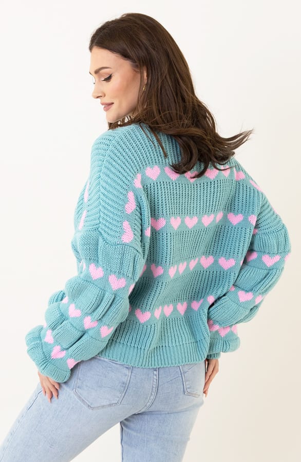 Hartjes Print Sweater Belle Mint Roze – shoparchief — foto 2