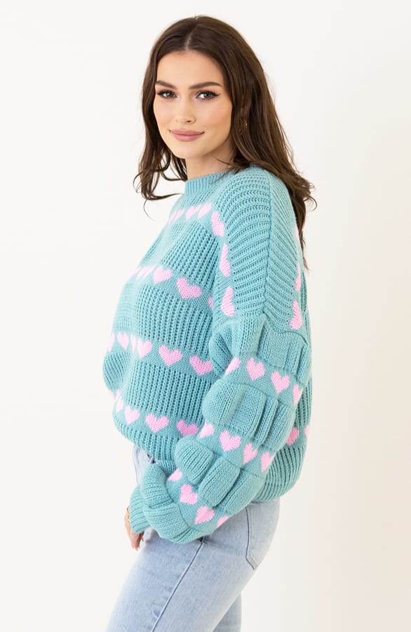 Hartjes Print Sweater Belle Mint Roze – shoparchief — foto 3