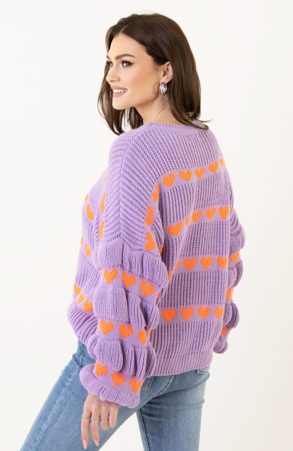 Hartjes Print Sweater Belle Paars Oranje – shoparchief — foto 2