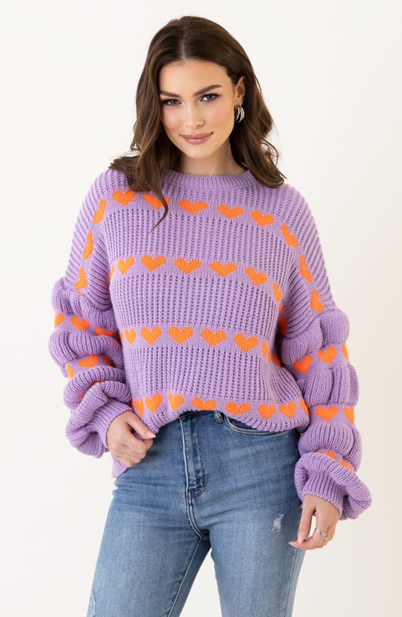 Hartjes Print Sweater Belle Paars Oranje – shoparchief