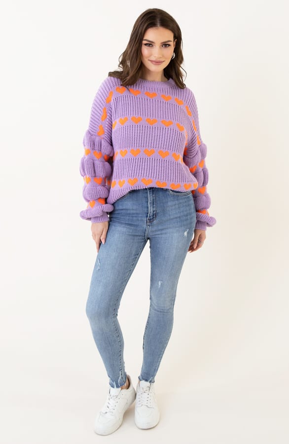 Hartjes Print Sweater Belle Paars Oranje – shoparchief — foto 4