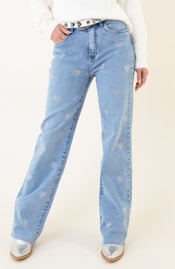 High Waist Jeans Strass Heart Mina – shoparchief
