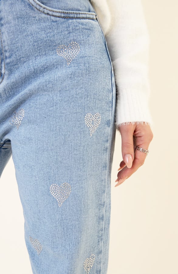 High Waist Jeans Strass Heart Mina – shoparchief — foto 2