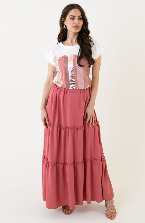 Ruffle Maxi Rok Abby Dust Roze – shoparchief — foto 6