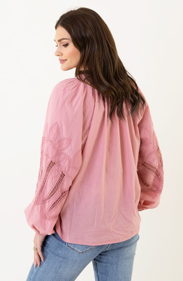Katoenen Embroidery Blouse Juliette Dust Roze – shoparchief — foto 2
