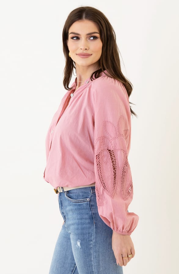 Katoenen Embroidery Blouse Juliette Dust Roze – shoparchief — foto 3